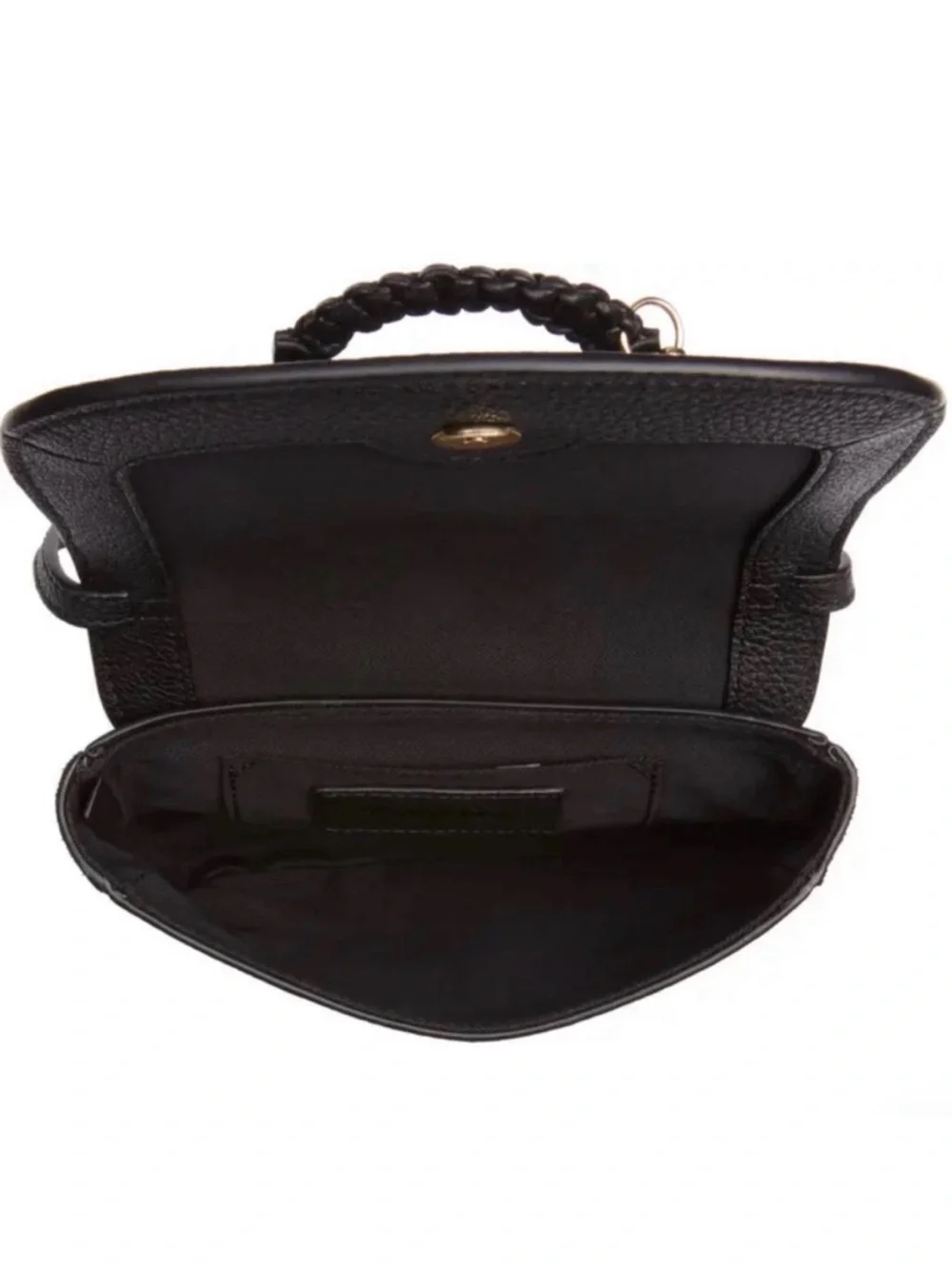 See By Chloe Black mini Hana Leather Saddle Crossbody with Gold Ring Detail